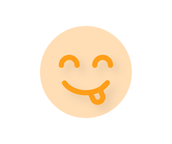 an orange emoji smiling sticking its tongue