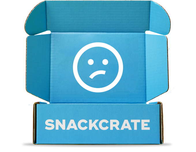 an empty SnackCrate box frowning