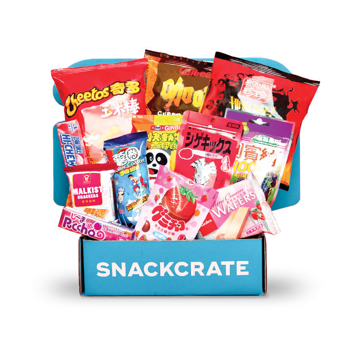 Image of an open Hong Kong SnackCrate overflowing with snacks
