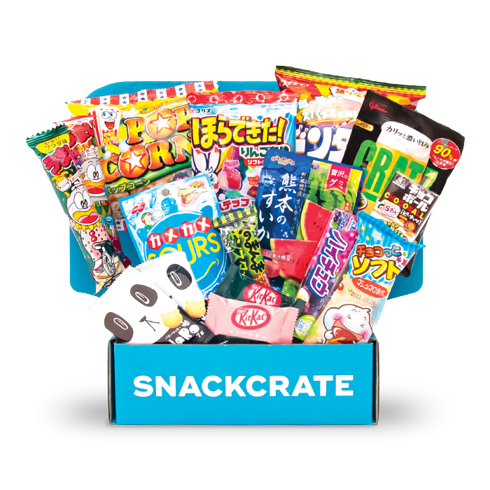 Image of an open Japan SnackCrate overflowing with snacks