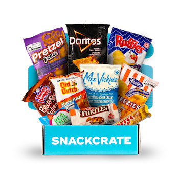 Image of an open Canada SnackCrate overflowing with snacks