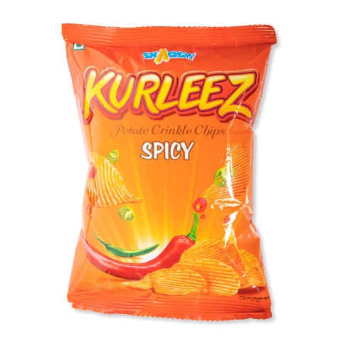 A bag of Kurleez Spicy chips