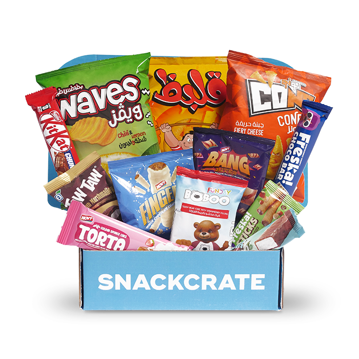Image of an open Egypt SnackCrate overflowing with snacks