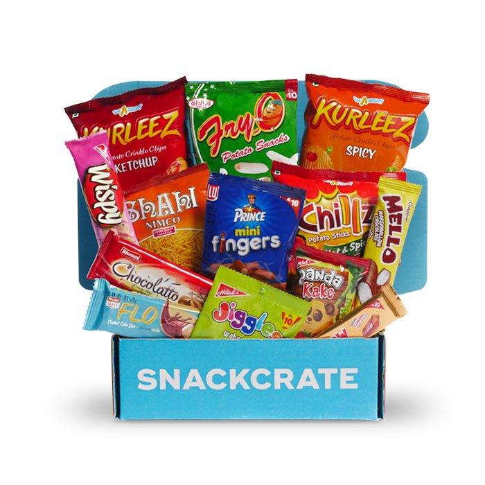 Image of an open Pakistan SnackCrate overflowing with snacks