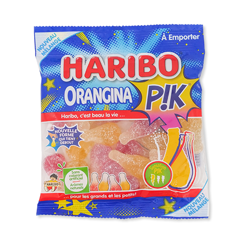 Bag of Haribo Orangina Pik gummies
