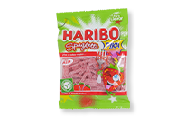Bag of Haribo Spaghetti sour strawberry gummies
