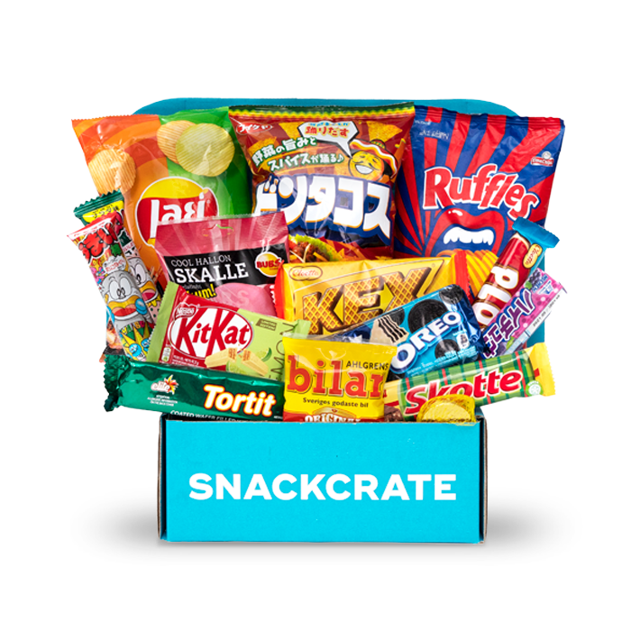 Image of an open World Tour collection box overflowing with snacks