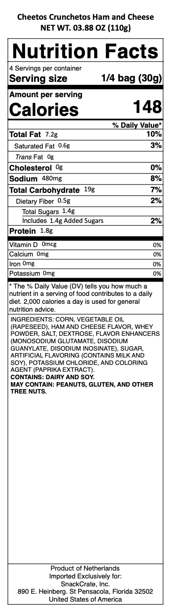 snack nutrional info