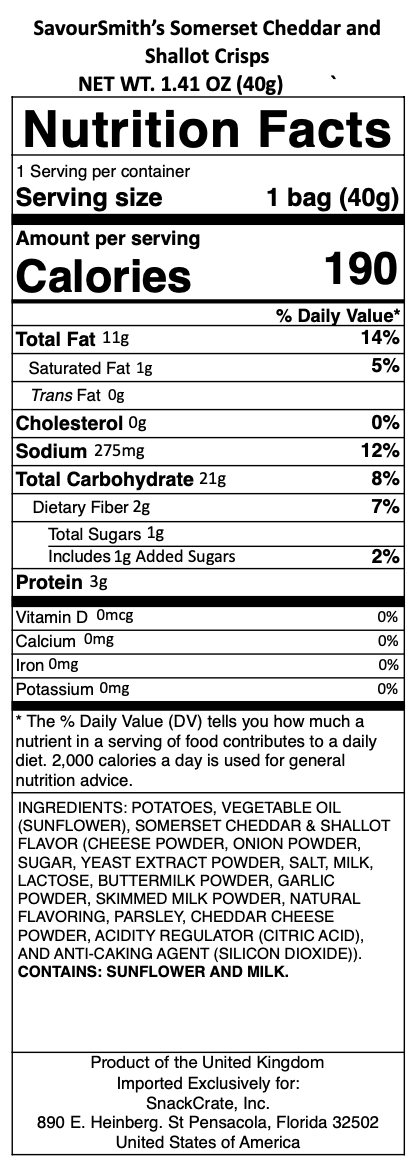 snack nutrional info