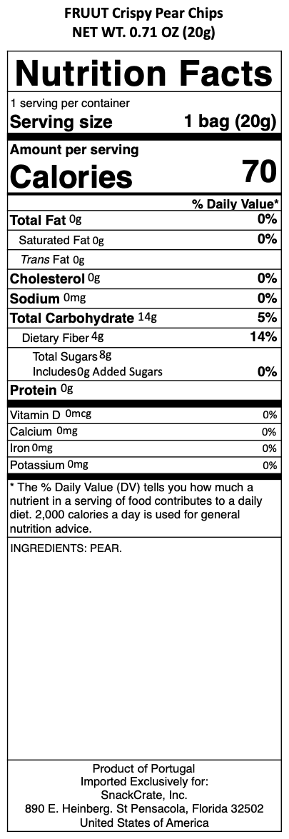 snack nutrional info