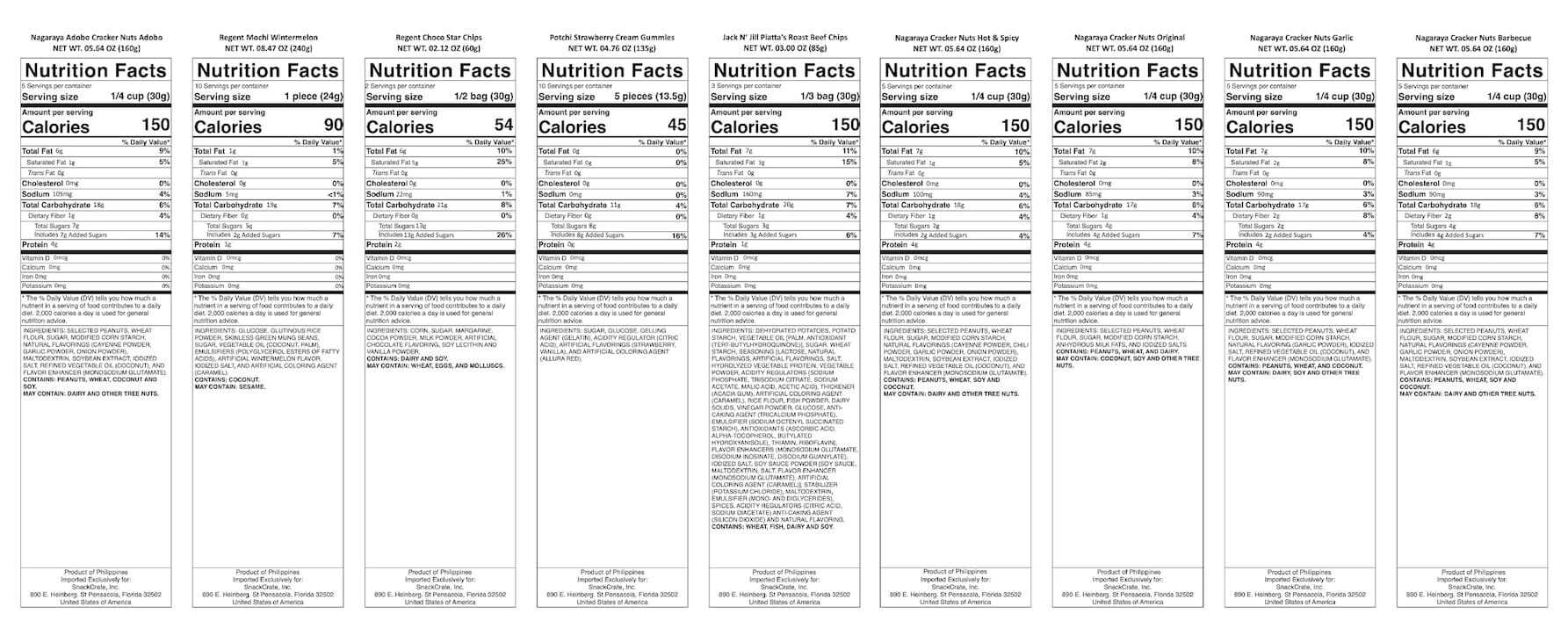 snack nutrional info