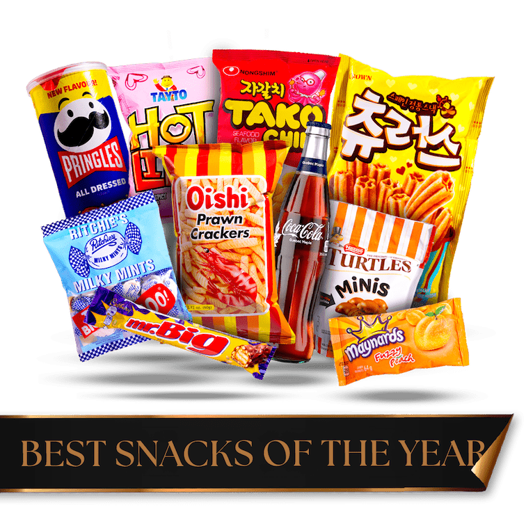 Image of an open Best of 2024 collection box overflowing with snacks