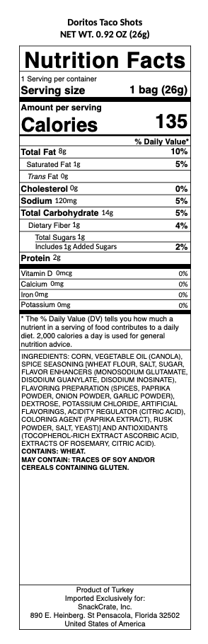 snack nutrional info