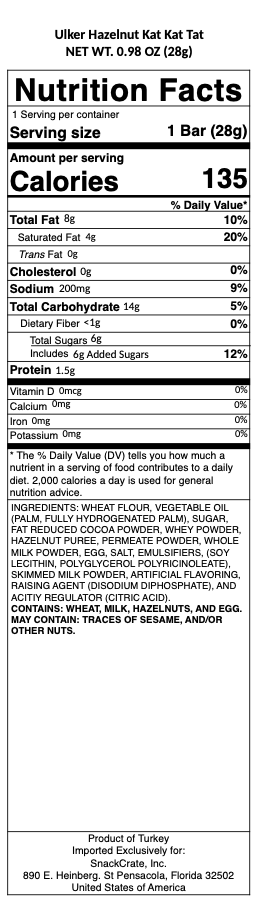 snack nutrional info