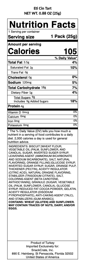 snack nutrional info