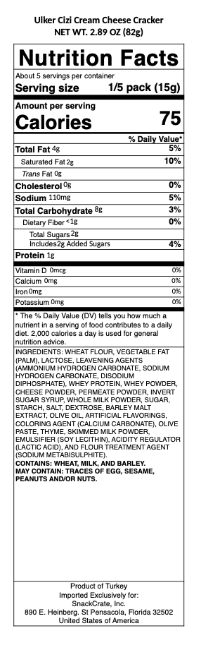 snack nutrional info