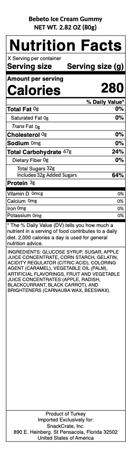 snack nutrional info