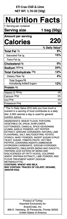 snack nutrional info