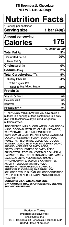 snack nutrional info