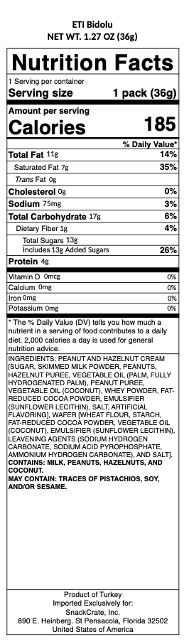 snack nutrional info