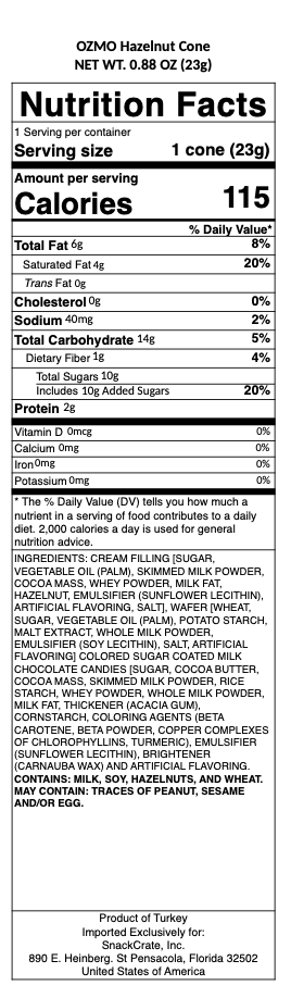 snack nutrional info