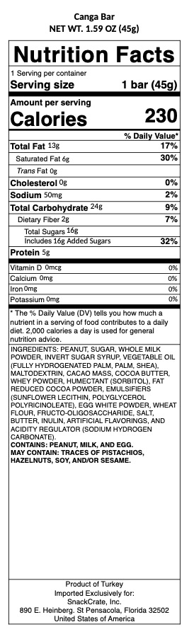 snack nutrional info