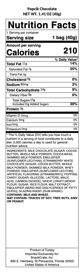 snack nutrional info