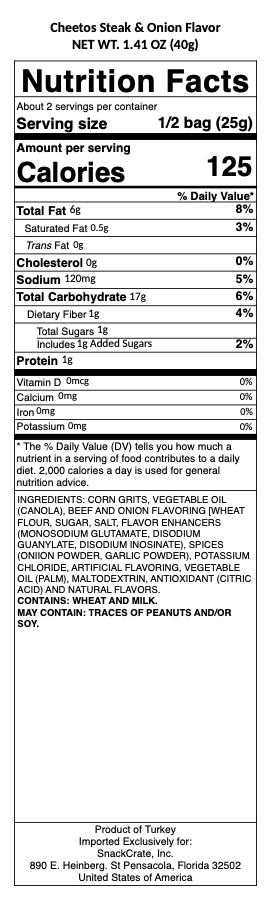 snack nutrional info