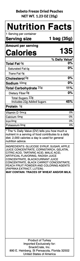 snack nutrional info