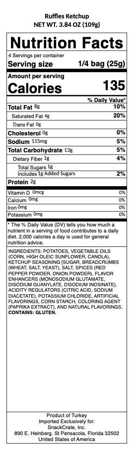 snack nutrional info