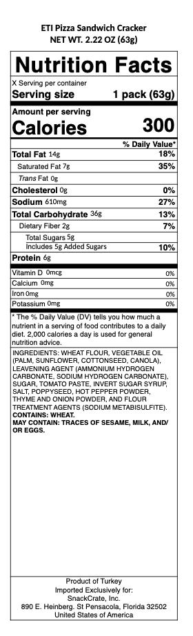 snack nutrional info