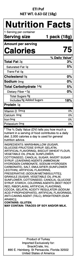snack nutrional info