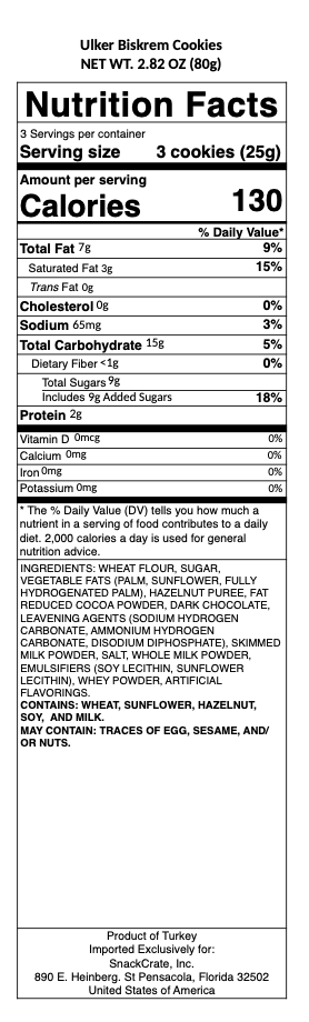 snack nutrional info