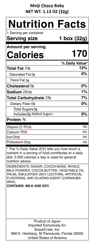 snack nutrional info