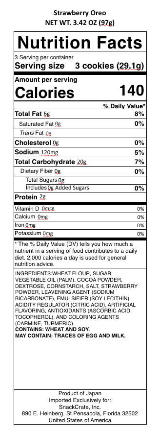snack nutrional info