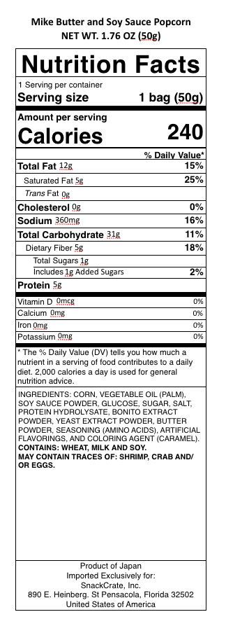 snack nutrional info
