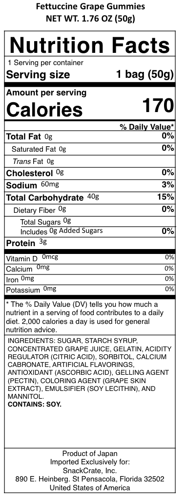 snack nutrional info