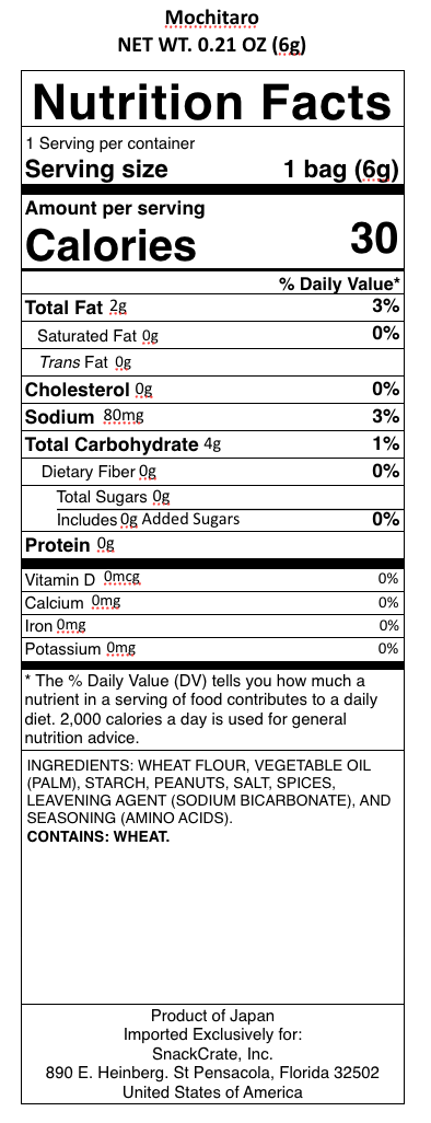 snack nutrional info