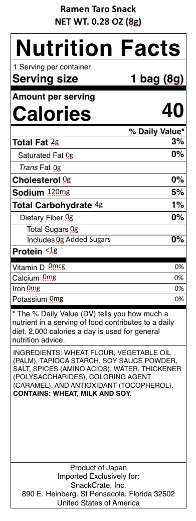 snack nutrional info
