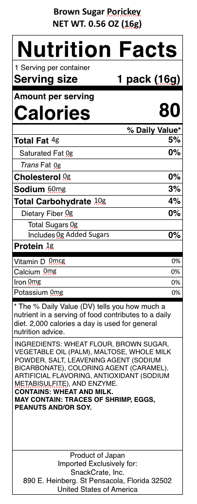 snack nutrional info