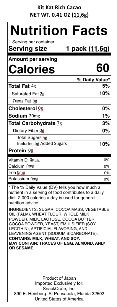 snack nutrional info
