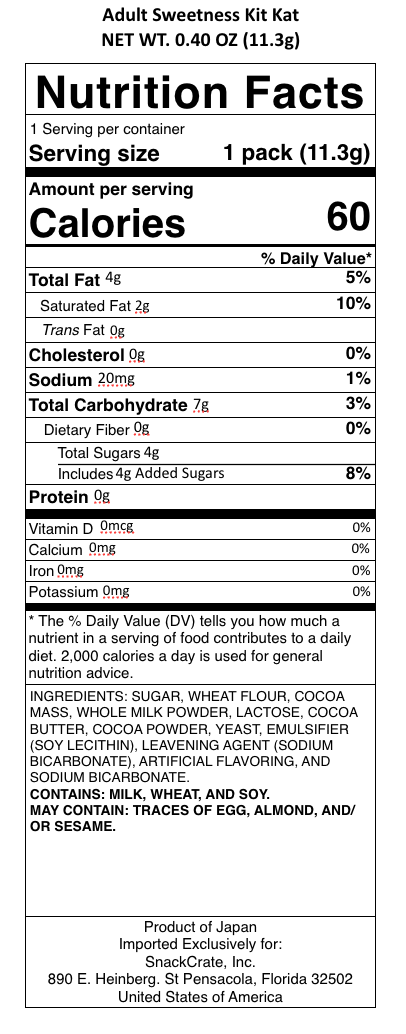 snack nutrional info