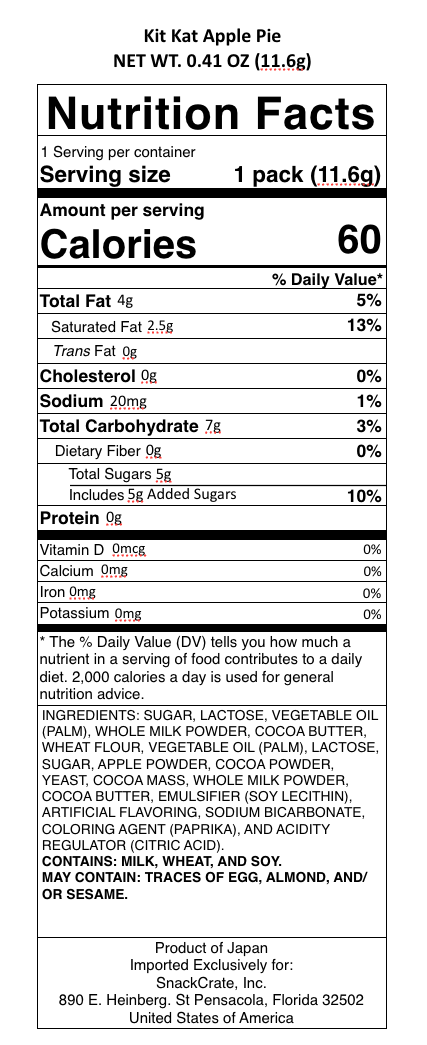 snack nutrional info
