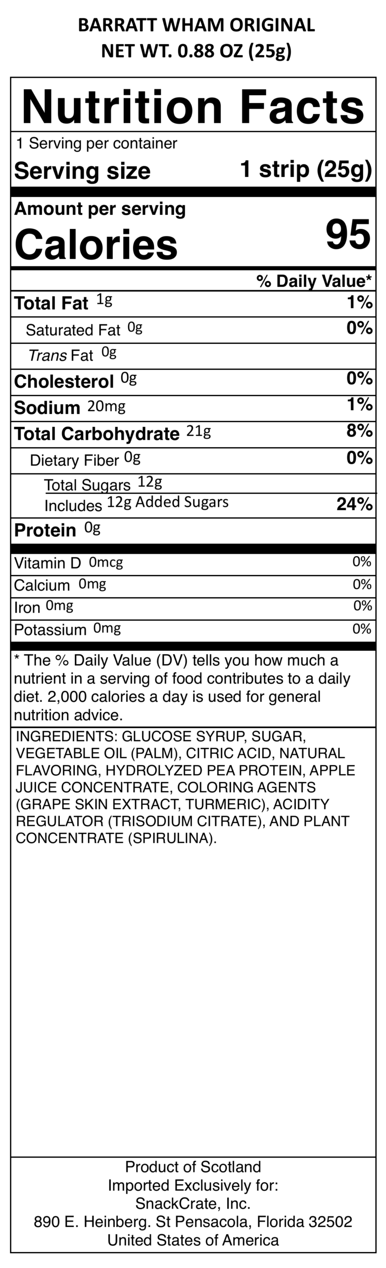 snack nutrional info