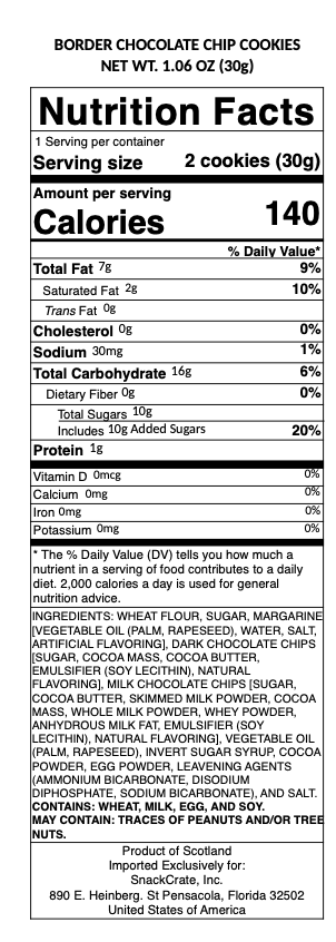 snack nutrional info