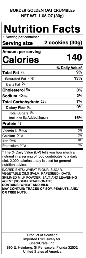 snack nutrional info