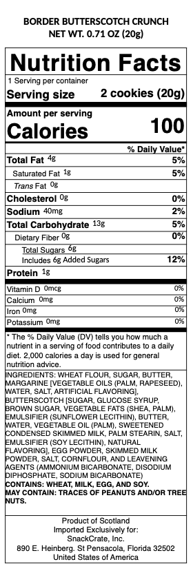 snack nutrional info