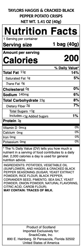 snack nutrional info