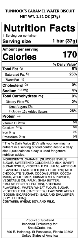 snack nutrional info