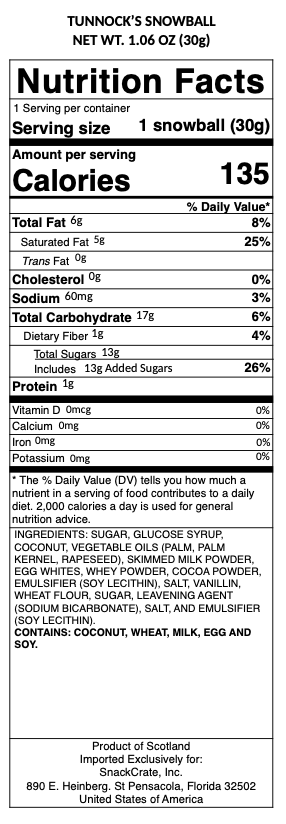 snack nutrional info